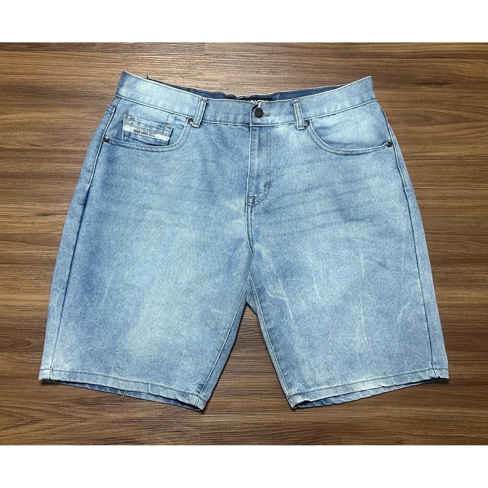 VTG Y2K Ecko Unltd Mens Denim Light Faded Blue Baggy Loose Fit Jean Shorts Sz 36